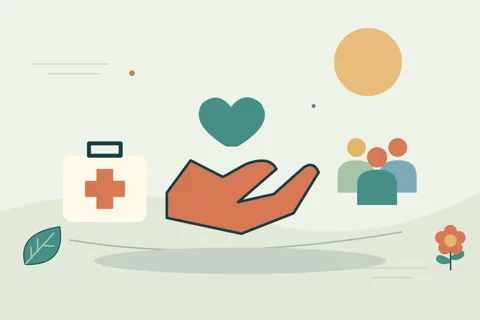 Ilustrasi vektor bantuan, medis, komunitas untuk topik bencana