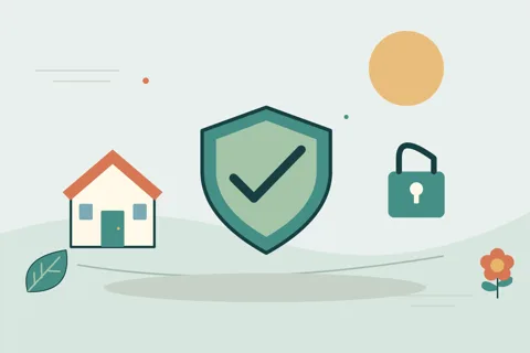 Ilustrasi vektor perisai, rumah, kunci untuk topik kejahatan