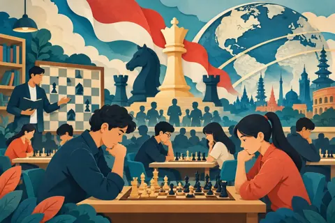 Ilustrasi topik klub untuk artikel Klub Catur Tingkat Nasional: Wadah Kompetitif untuk Mengembangkan Strategi, Analisis, dan Keterampilan Bermain Catur Serta Menyiapkan Pemain Profesional yang Kompeten dan Kreatif di Tingkat Nasional dan Internasional