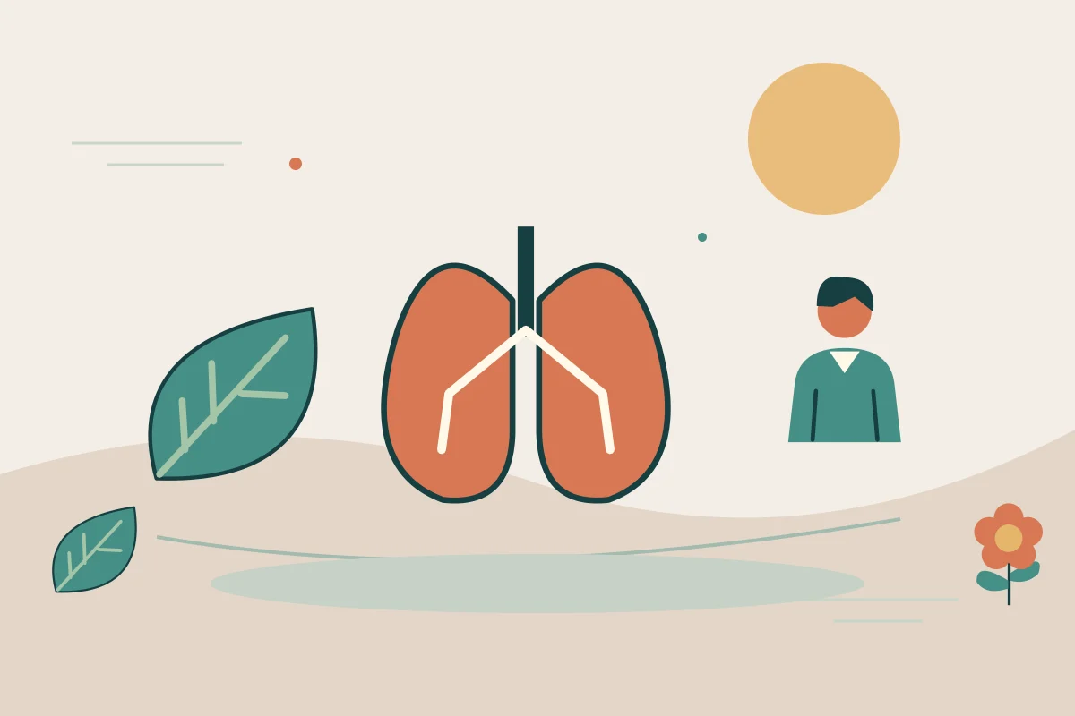 Ilustrasi vektor paru, daun, orang untuk topik biohacking