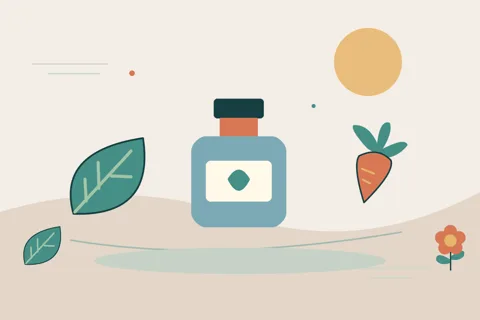 Ilustrasi vektor botol, daun, sayur untuk topik pertanian